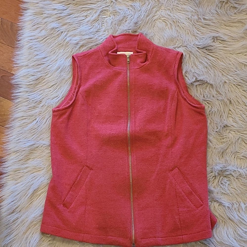 Coldwater creek womens red cotton knit vest with gathered back‎ size medium